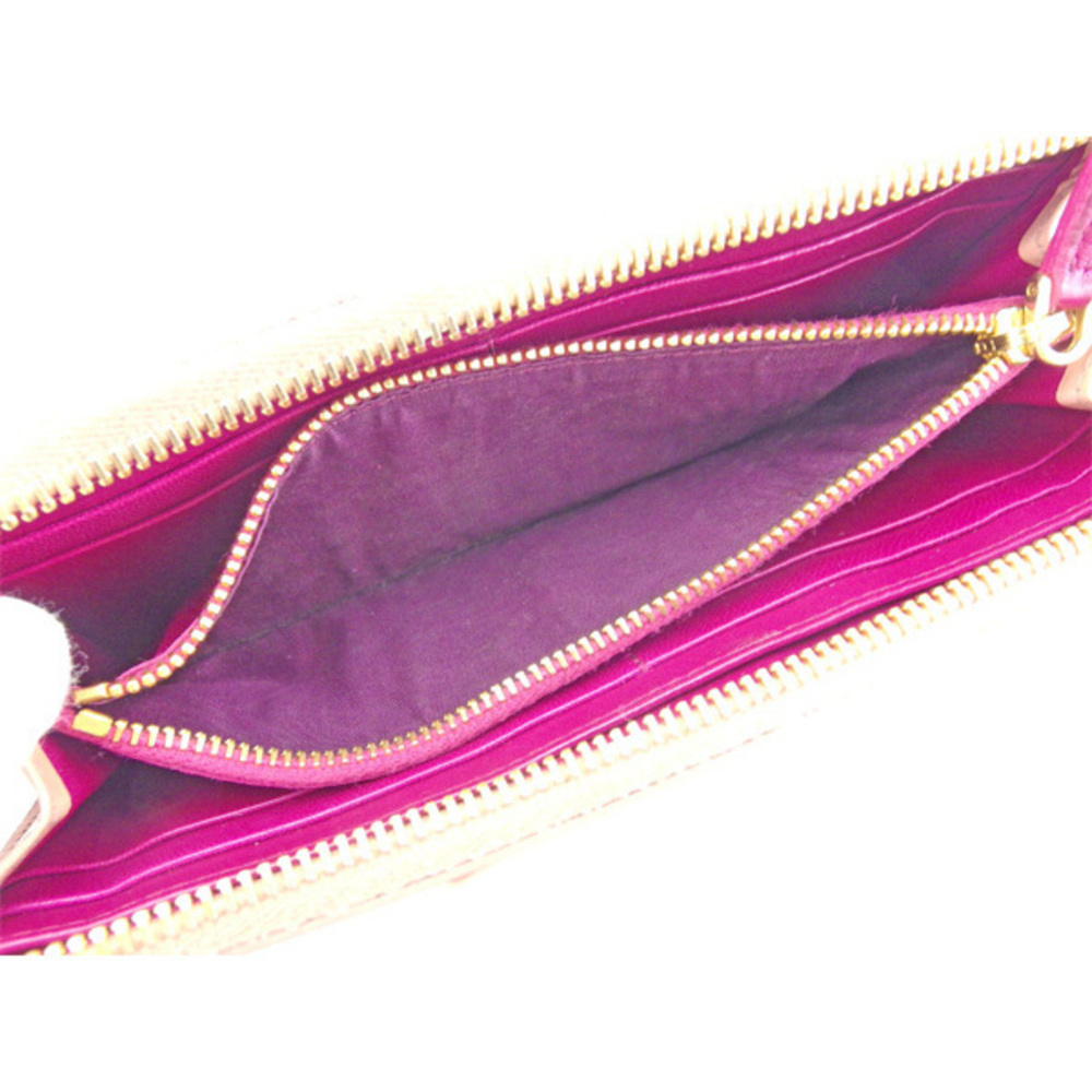 Miu Miu Long Wallet L-Shaped Ribbon Motif Pink En… - image 6